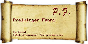 Preininger Fanni névjegykártya